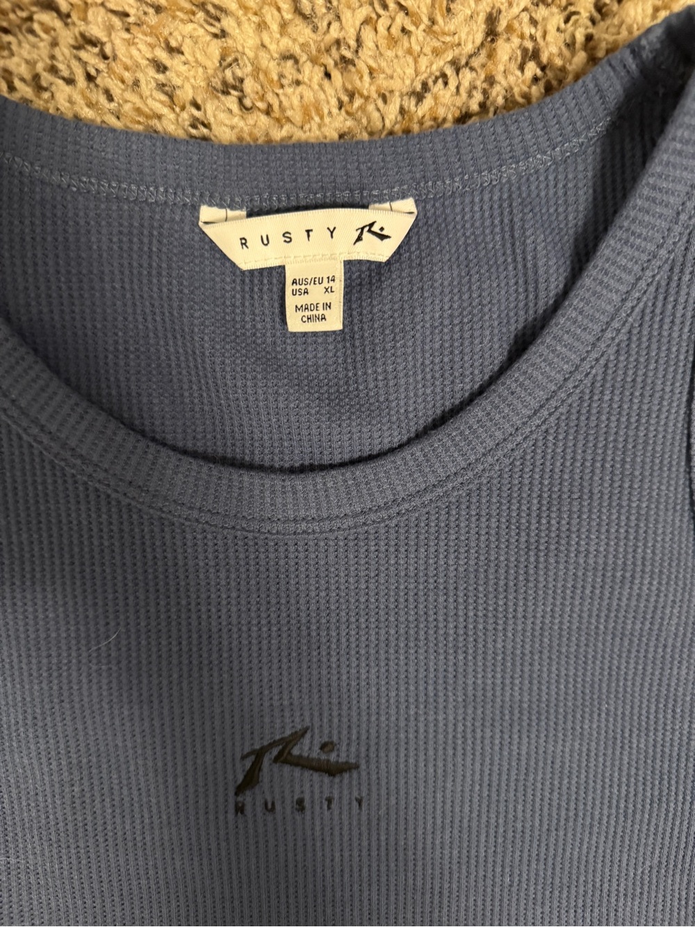 Rusty Navy Waffle Cropped Tank - Picture 2 of 2